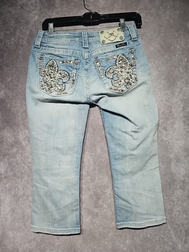 Miss Me Cropped Jeans Womens 26 Blue Mid Rise Easy Crop Distressed - Picture 2 of 10