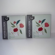 Craft Crush Winter Flower Embroidery Kit 7" Hoop Needles Thread Canvas Lot Of 2