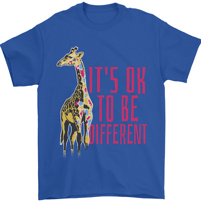 Giraffe Autism Its Okay to Be Different Mens T-Shirt 100% Cotton