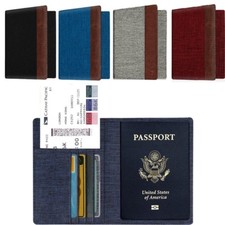 Fabric Passport Holder Wallet Case Cover RFID Blocking Travel Wallet Lightweigt