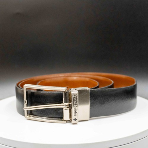 Alpine Swiss Mens Reversible Belt Leather Brown Black Size 40 - Picture 2 of 6