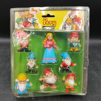 SCHNEEWITTCHEN SIEBEN Pery PVC Figuren GUMMISPIEL Toy DISNEY ITALY Vintage