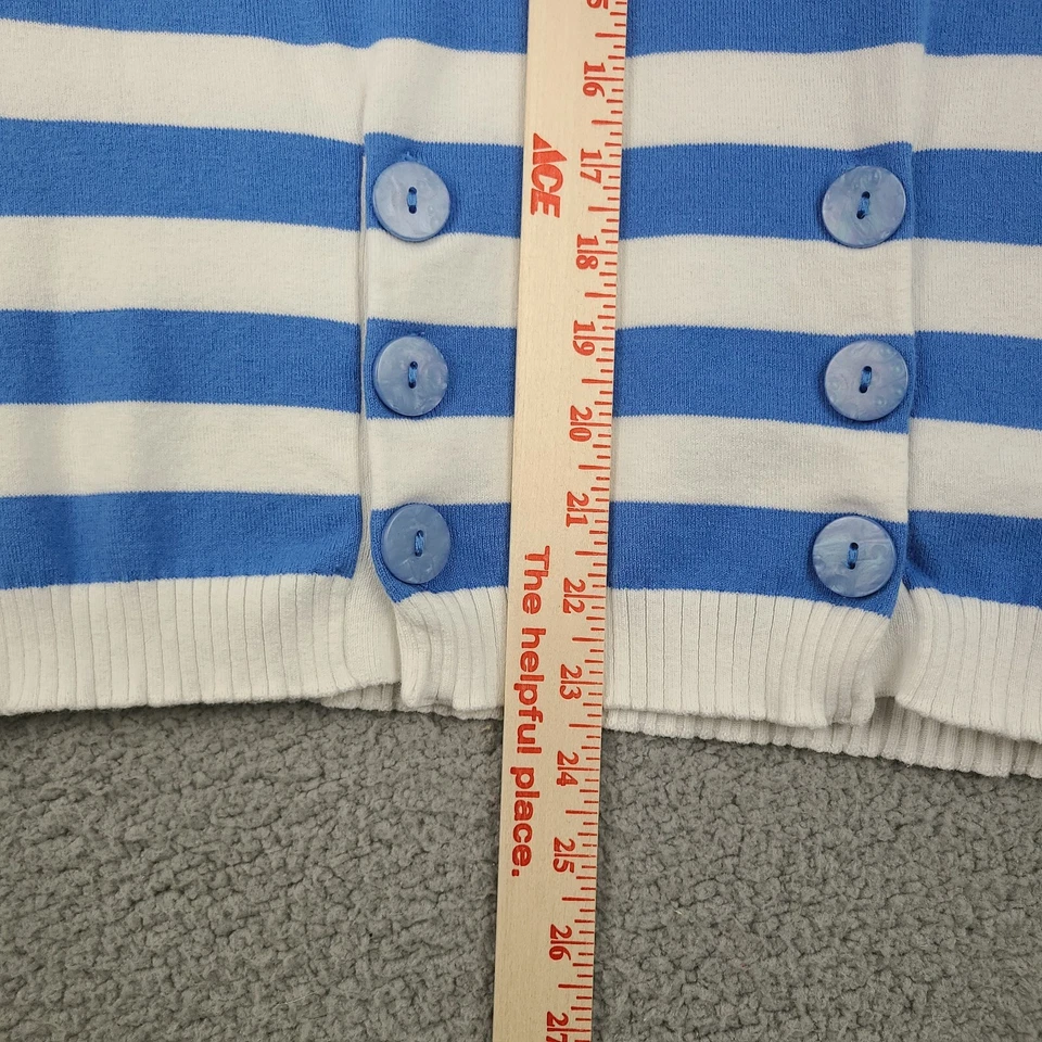 Suéter de mezclilla Bill Blass para mujer talla M azul blanco a rayas con ribete acanalado Foto 4 de 4