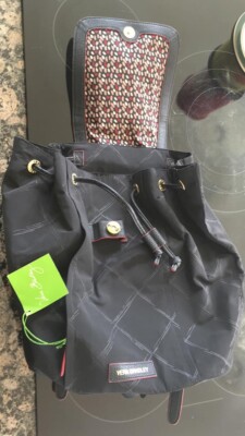 NWT Vera Bradley Black bucket draw string Mini Back pack Purse Bag RETAILS $98