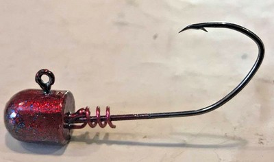 10pk 3//8oz Ned Head With Screw Loc Junebug Powder Coated 4//0 Hook