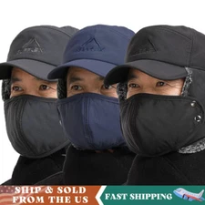 Winter Trapper Hat Russian Hat Ear Flaps and Face MasK Snow Hat Visor Men Women