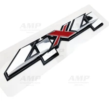 4x4 3D Emblem Fits 2007-2025 Chevrolet GMC Red Chrome 1pc Replaces OEM Decal