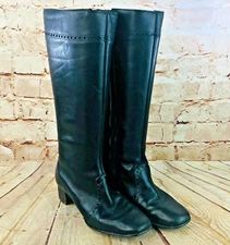  Selby Fifth Avenue Black Leather Boots womans sz 6 M beautiful 