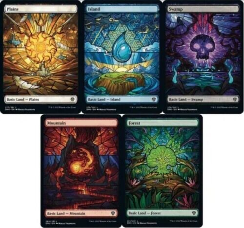 stained glass cards mtg Showcase Stained Glass MTG Magic the Gathering Basic Lands NM DMU