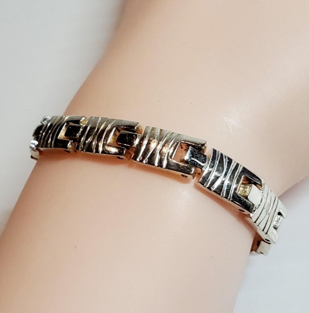 Solid 925 Sterling Silver Contemporary Bracelet 7… - image 3