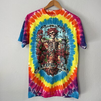 Grateful Dead Tie Dye Shirt Mens Medium Rainbow Bertha Liquid Blue 1998 Reprint