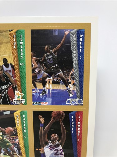 1992 NBA Rising Stars Magazine w/ Shaq Fleer Rookie Perforated Card Uncut Sheet - Picture 7 of 10