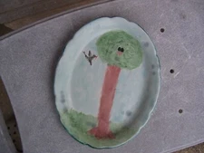 Vintage WALKER CHINS VITRIFIED  Painted Porcelain Oval Tray 8" x 6.5" Tray  NICE