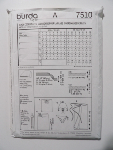 Burda 7510 Misses Beach Coordinates Swimsuit sarong bikini size 8-20 plus Uncut - Picture 3 of 3