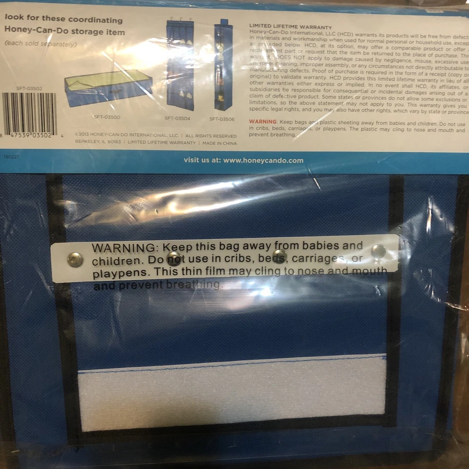 Organizador de almacenamiento de estante colgante de 6 bolsillos Honey-Can-Do - no tejido - azul Foto 3 de 3
