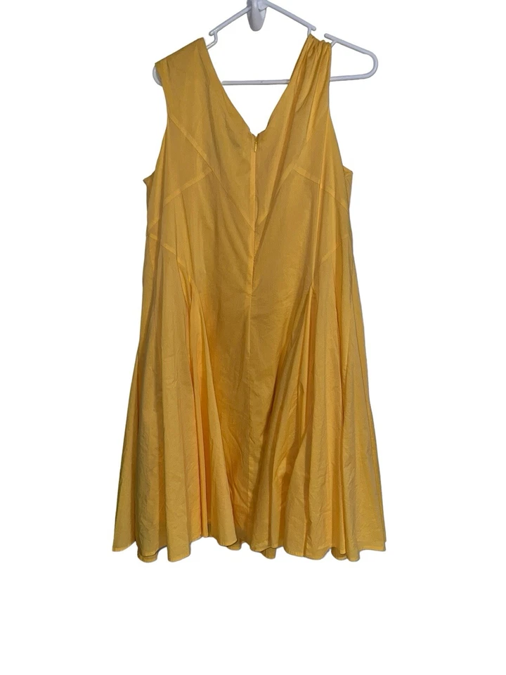 Jessica London Women’s Sleeveless V Neck Fit & Flare Midi Dress Sz 14 Yellow - Изображение 2 из 4