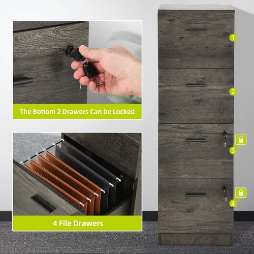4 Drawers File Cabinet w/ Lock for Letter A4-Sized Files Upgraded Filing Cabinet - Picture 21 of 28