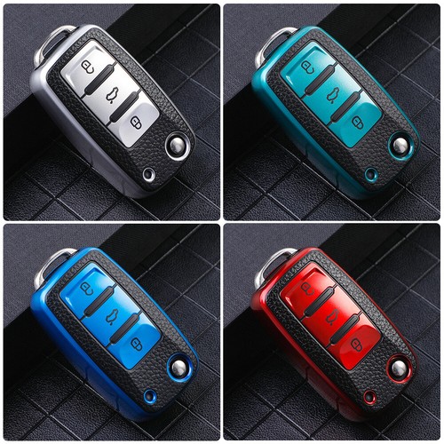 TPU Car Key Case Cover Fob For VW Polo Tiguan Passat Golf MK Jetta Skoda Kodiaq - Picture 6 of 16