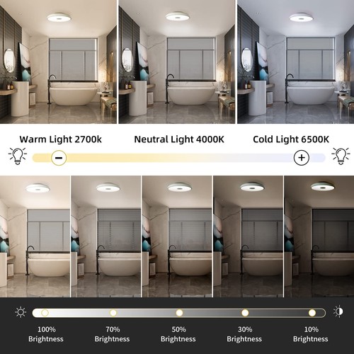 Smart Waterproof Led Ceiling Light Fixturewith Bluetooth Speaker11inch 18w 2700k - Picture 5 of 6