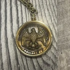 American Bicentennial 1776-1976 Liberty Bell/eagle Coin  Necklace Gold Tone