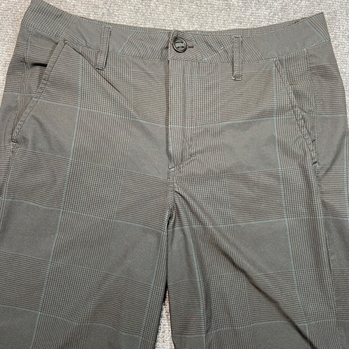Oxide Shorts Mens 32 Charcoal Grey Bermuda Plaid Flat Front Pockets Flexible - Picture 9 of 12