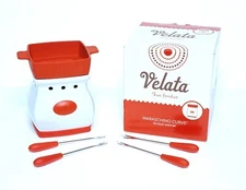 Velata Fun Fondue, Maraschino Curve, Fondue Warmer, Dish, Forks, Bulb & Manual 