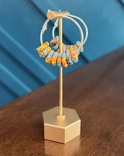 Orange, Turquoise, Yellow and Silver Handmade Women’s Hoop Earrings