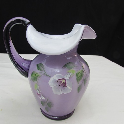 Fenton Violet Overlay Lavender Lady Hand Painted Pitcher 2000 W278 - Picture 3 of 8