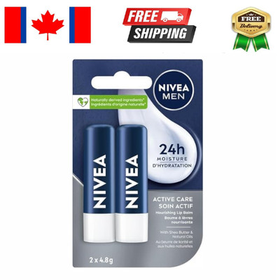 NIVEA MEN Active Lip Balm 4x4.8g Jojoba Oil Shea Butter 24H Hydration