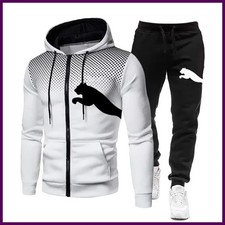 Men Hooded Sweatshirt and Pants Set Autumn Winter Tracksuit