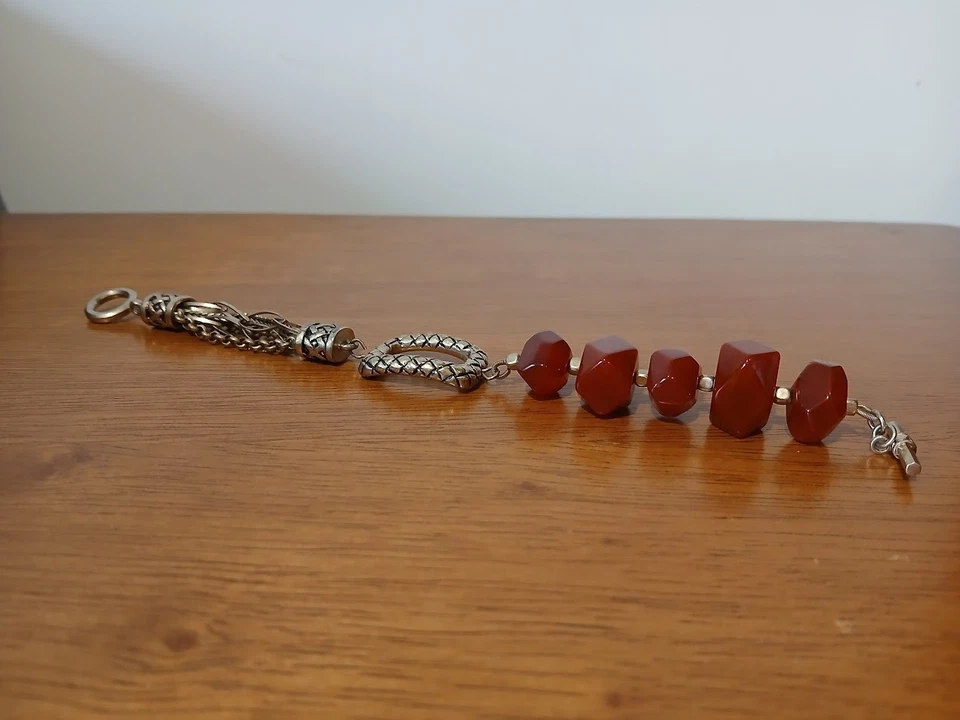 Pulsera firmada Monet tono oro cadena eslabones grueso naranja abalorio pulsera Foto 3 de 4