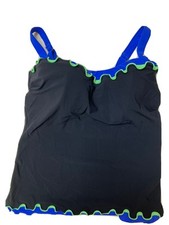 NWT Profile Gottex Womens Tankini Top Black D-Cup Swimsuit Sz 32D 88