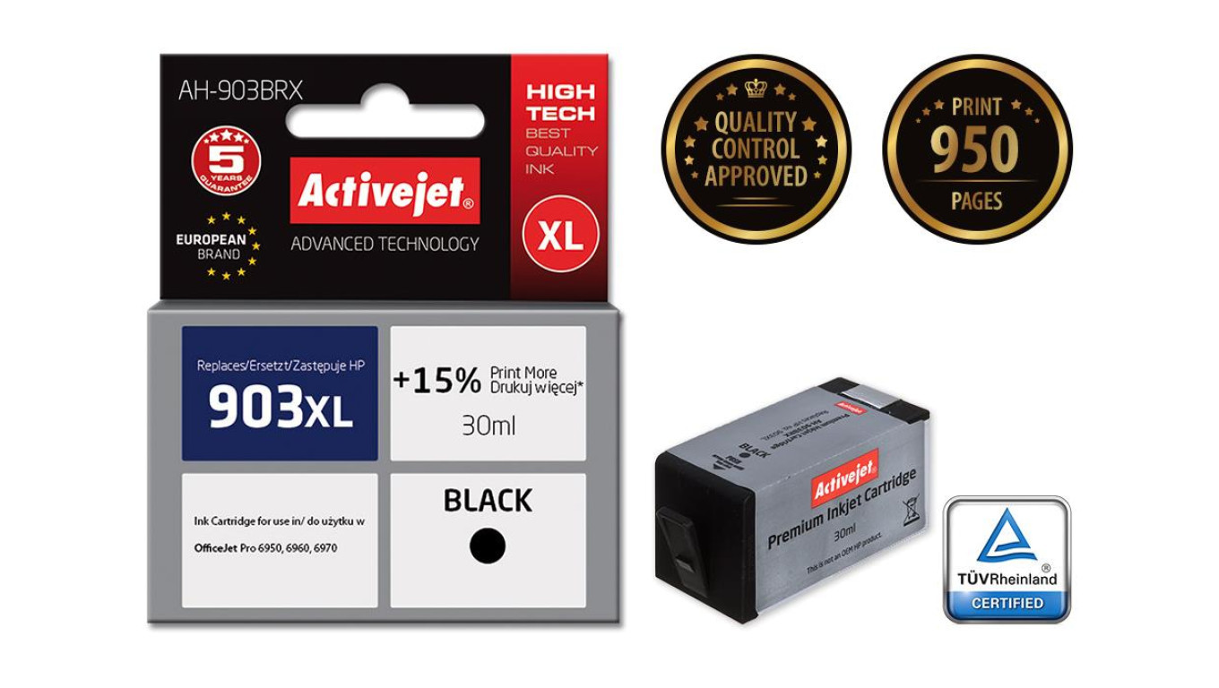 Tusz Activejet AH-903BRX заменитель HP 903XL T6M15AE Премиум класса 30 мл 6690₽