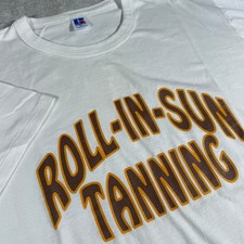 Russell Athletic T-Shirt Mens XL White Roll-In-Sun Tanning Vintage Made in USA