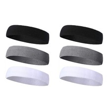 6 pcs Men  Women Sweatband Headband Terry Cloth Moisture Wicking for Sports