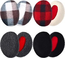 4 Pairs Bandless Ear Muffs Fleece Thick Winter Ear Covers Warmer Cold Weather fo