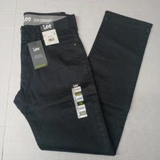 Lee Flat Front Chino with Motion Flex Waistband Pants Men's 30x32 Black Slim Fit