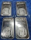 4X 1 TROY OZ .999 FINE SILVER BARS FROM APMEX 4 TROY OZ FINE SILVER BARS