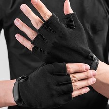 1 Pair Half Finger Black Adjustable Sun Protection For Outdoor T