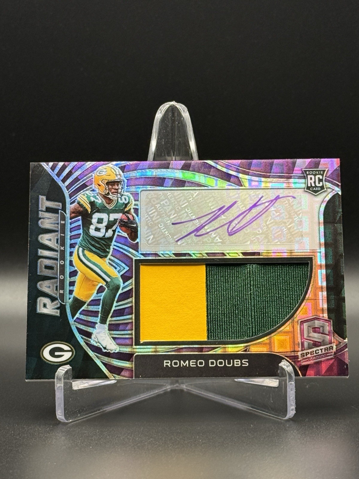 2022 Panini Spectra Purple Pandora Romeo Doubs /30 Auto RPA Jersey Patch Rookie