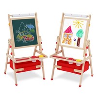 Kindertafel Aus Holz Mit Papierrollenhalter FüR Kinder, Doppelseitige Drehbar...