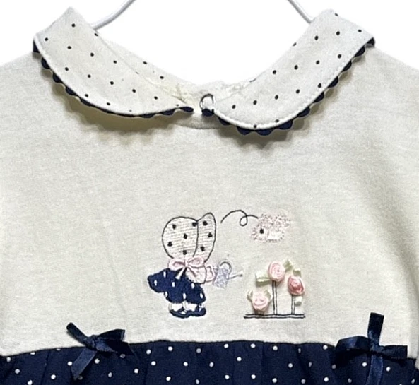 Mameluco y gorra/sombrero con puños a lunares azul y marfil Rumble Tumble nuevo con etiquetas, 6-9 meses Foto 3 de 4