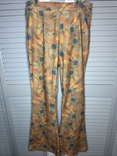 Cider Women’s Floral Boho High Waisted Side Zip Flared Bottom Pants Size M