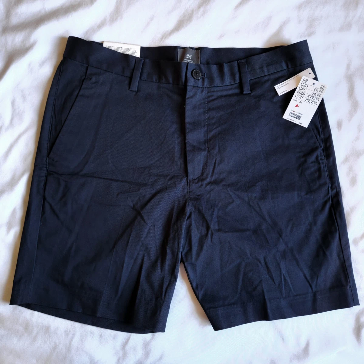 Short Chino H&M Motif Floral Bleu - Taille 30, Occasion Très Bon état