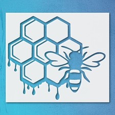 Bee Beside Dripping Honeycomb Wall Art Reusable Stencil - StencilAir