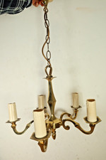 Vintage Solid Brass 5 Arm Traditional Chandelier Ceiling Light Candle 40cm
