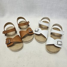 Cat & Jack Sandals Flip Flops Toddler 8 Brown White Buckle Summer Shoes Bundle