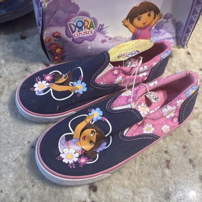 Dora The Explorer Slip On Canvas Tennis Shoes Nick Jr Size 12 Toddler Floral