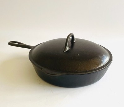 PURITAN 8 A 10.25'' SKILLET FRY PAN w/ Lid For Sears & Roebuck 1920's Seasoned