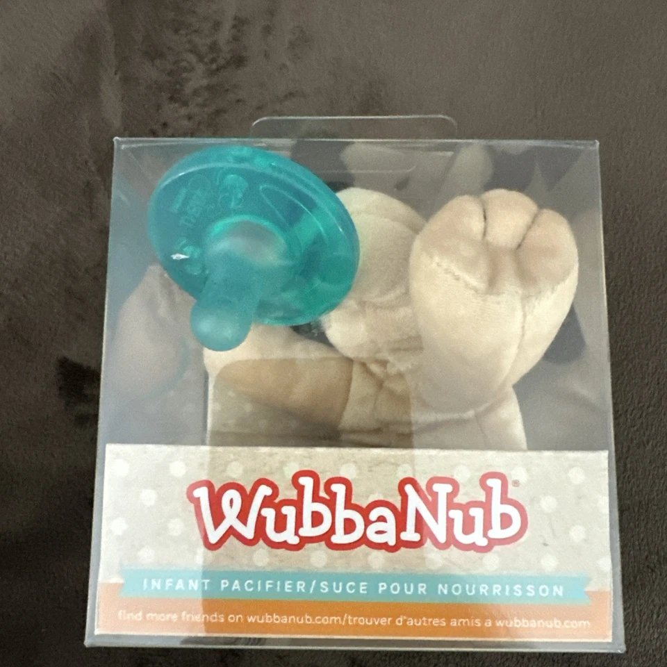 Wubbanub Cachorro Infantil Silicona Azul Chupete Marrón Felpa BPA Sin Látex Nuevo en Caja Foto 4 de 4